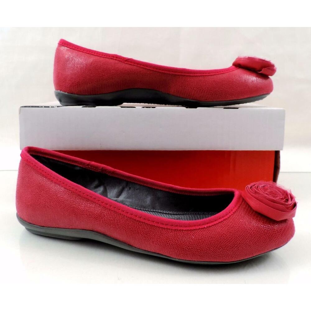 DKNY Steffi Dress Ballet Flat Shoes Comfort Dark Punch Foil Lizard Pink Size 6.5